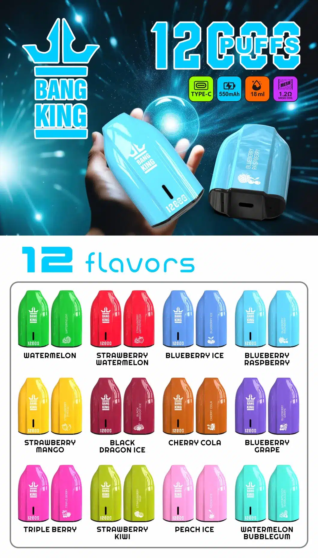 Vaper12K-Bang-E-Cig-Wholesale-Vaporizer-Price-12000-Puff-Disposable-Smoking-12000-12K-Vape-Bang-King